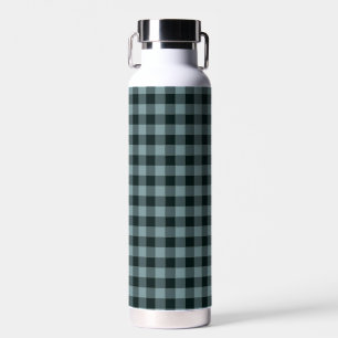 Blau-schwarzes Gingham-Karomuster Trinkflasche