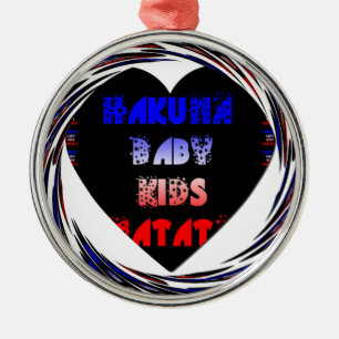 Blau Schwarzes Hakuna Matata Baby Kinder Design.pn Ornament Aus Metall