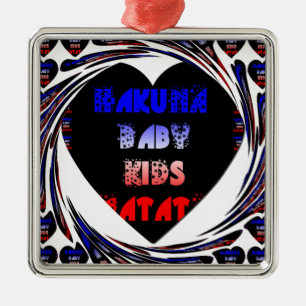 Blau Schwarzes Hakuna Matata Baby Kinder Design.pn Ornament Aus Metall