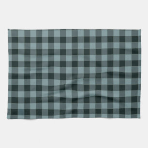 Blau-schwarzes kariertes Gingham-Muster Geschirrtuch