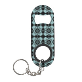 Blau-schwarzes Karo-Argyle-Muster Mini Flaschenöffner