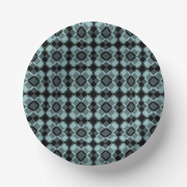 Blau-schwarzes Karo-Argyle-Muster Pappteller (Vorderseite)
