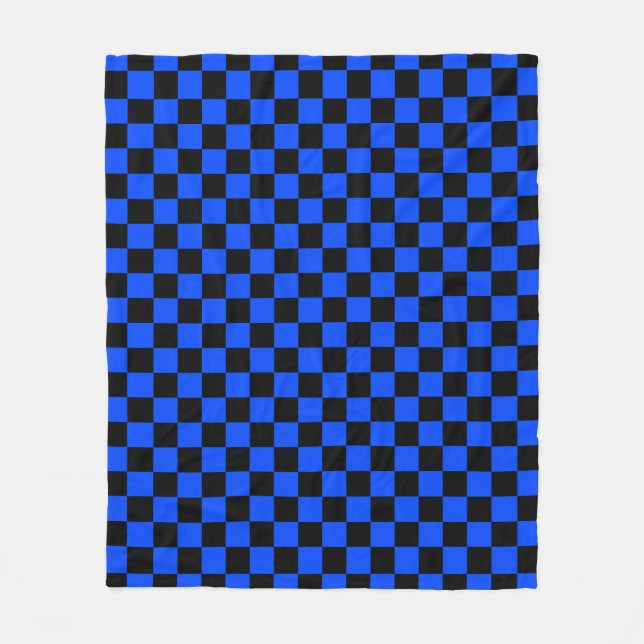 Blau-schwarzes Schachbrettmuster Fleecedecke (Vorderseite)