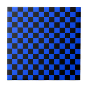 Blau-schwarzes Schachbrettmuster Fliese