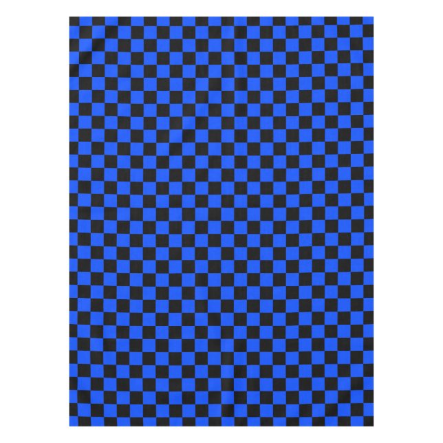 Blau-schwarzes Schachbrettmuster Tischdecke (Vorderseite)