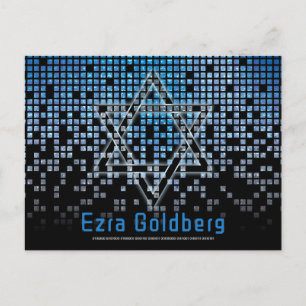 Blau Schwarzes Videospiel Gamer Bar Mitzvah Danke  Postkarte