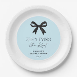 Blau sie bindet den Polterabend des Knotens Bow Pappteller