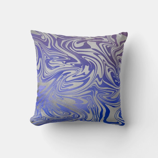 Blau Silber geschmolzene dekorative Kissen (Vorderseite)