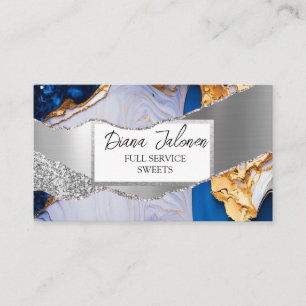 Blau Silber Glitter Frauen DIY Schönheit Visitenkarte