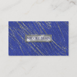 Blau & Silber Modern Glam Marmor Streifen Designer Visitenkarte