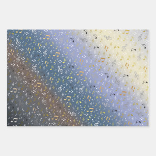 blau, silber, Notenschlüssel, Luxus, Gold, königli Geschenkpapier Set