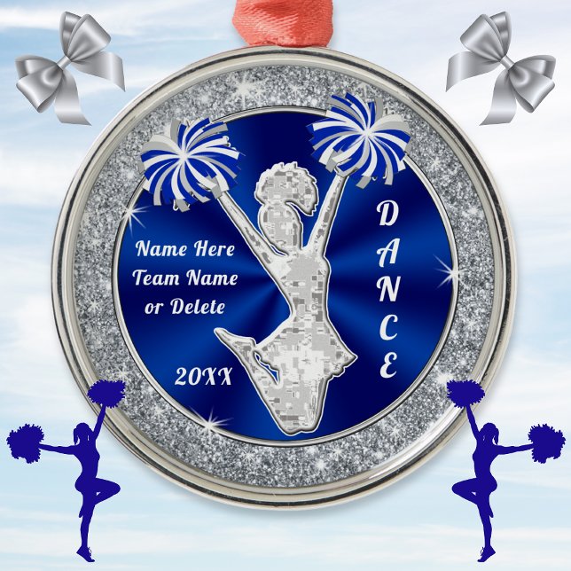 Blau, Silber, Personalisiert Cheerleader Ornament Aus Metall (Von Creator hochgeladen)