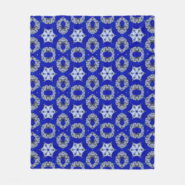 blau-silber-psychedelisches Muster Fleecedecke (Vorderseite)