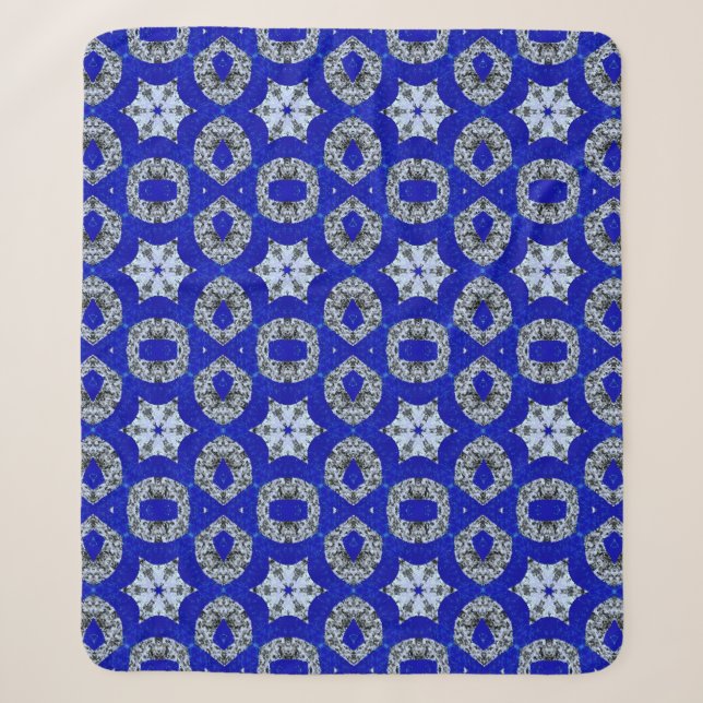 blau-silber-psychedelisches Muster Sherpadecke (Vorderseite)