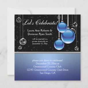Blau Silber Schwarz Weihnachten Nach der Hochzeit Einladung