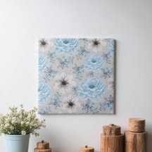 Blau Silber Wasserfarbenfloral