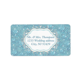 Blau-Silberes Mischmuster mit weißen Glitzern Adressaufkleber
