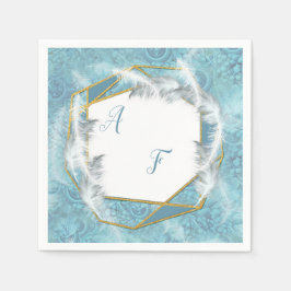 Blau-Silberes Mischmuster mit weißen Glitzern Serviette