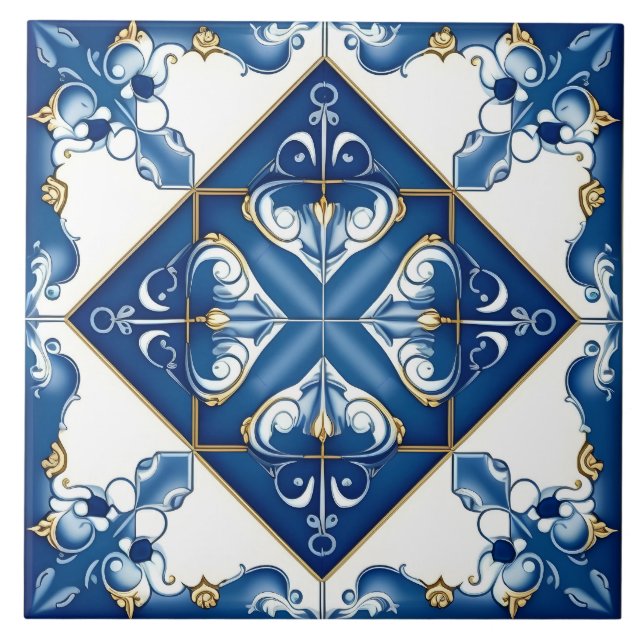 Blau-Spanisch-Mittelmeer dekorative Keramik Tile Fliese (Vorderseite)