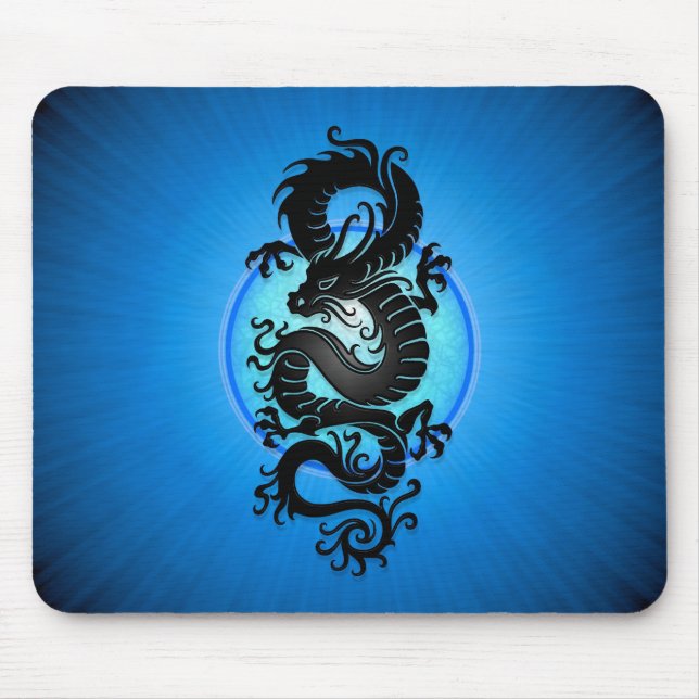 Blau sprengte chinesischen Drachen Mousepad (Vorne)