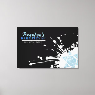 BLAU SPRITZER STAR Bar Bat Mitzvah Unterschrift an Leinwanddruck