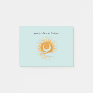 Blau Stell dir vor Traum Glaube Gold Orange Sonne Post-it Klebezettel