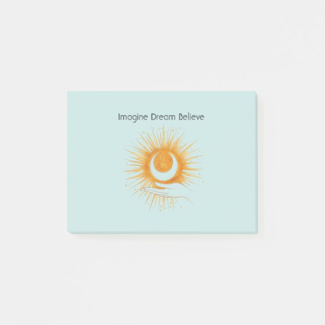 Blau Stell dir vor Traum Glaube Gold Orange Sonne  Post-it Klebezettel (Vorderseite)
