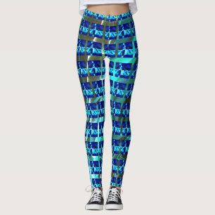 Blau, Streifen oder Formen Leggings