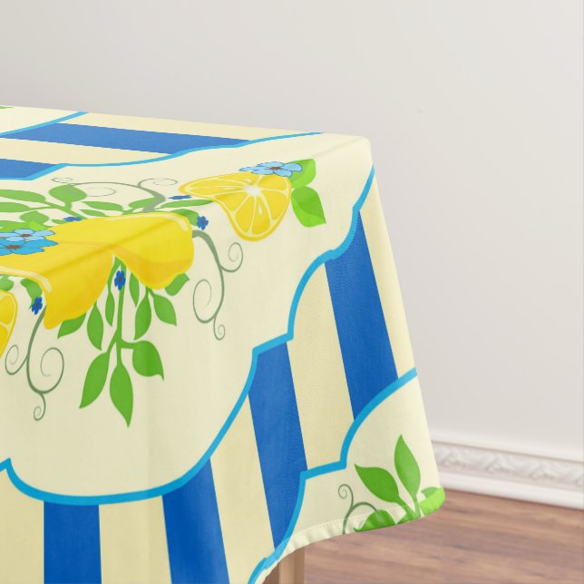 Blau Streifen und Blätter Muster Tischdecke (Beispiel)
