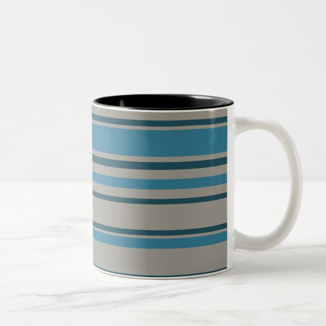 Blau-Streifen Zweifarbige Tasse (Rechts)