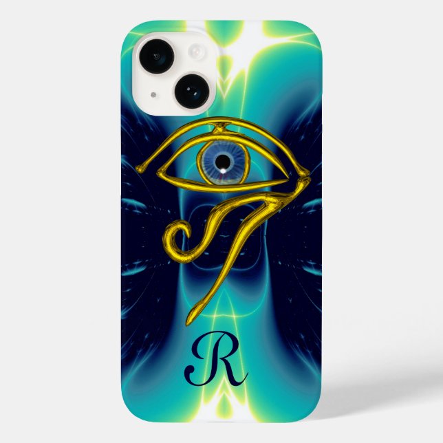BLAU TALISMAN MONOGRAMM Aquamarin, Turquase weiß Case-Mate iPhone Hülle (Rückseite)