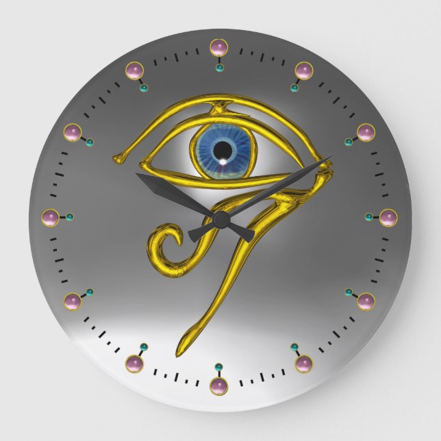 BLAU TALISMAN, Weiß Grau Große Wanduhr (Vorderseite)