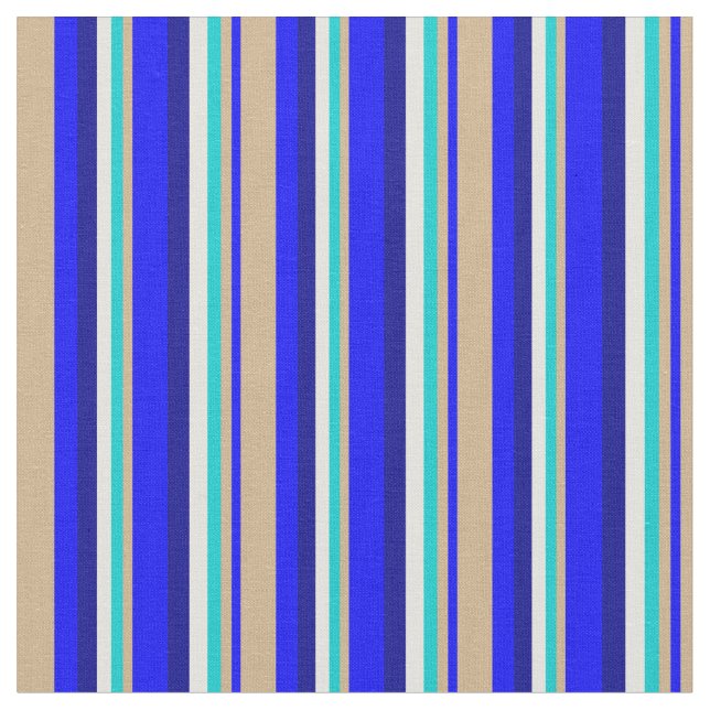 Blau, Tan, Dunkeltürkis, hellgelb, dunkelblau Stoff (Nahaufnahme)