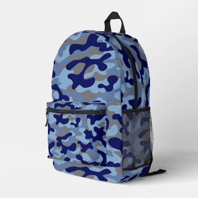 Blau-Tarnmuster  Bedruckter Rucksack (Rückseitige Ecke Rechts)