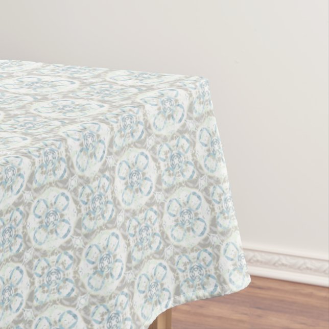 Blau, Taupe und weißes Muster der gekleideten Krei Tischdecke (Beispiel)