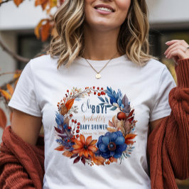 Blau | Terracotta Oh Boy Fall Floral Baby Dusche Tri-Blend Shirt