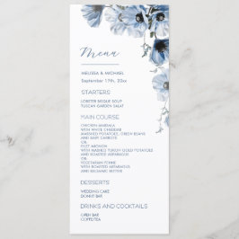 Blau transparente Blumen Hochzeit Menükarte