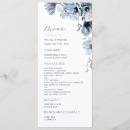 Blau transparente Blumen Hochzeit Menükarte
