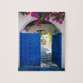 Blau-Tür im griechischen und türkischen Stil Puzzle