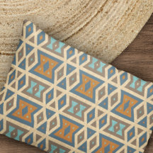Blau Türkis Aquamarin Orange Brown Tribal Muster