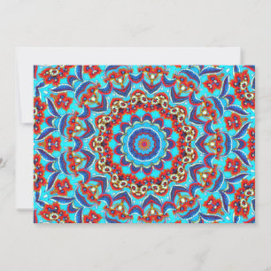 Blau Türkis Blatt Blumen Mandala Boho Feiertagskarte