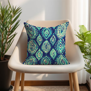 Blau Türkis Boho-Muster Kissen