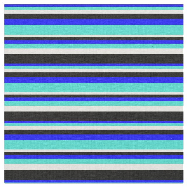 Blau, Türkis, Gelb und Schwarz Stoff (Nahaufnahme)