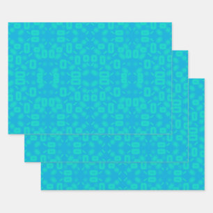 Blau Türkis Mattiertes Glass Muster Abstrakt Art Geschenkpapier Set