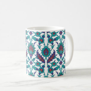 Blau Türkis Rot Weiß Orientalisches Blumenmuster Kaffeetasse
