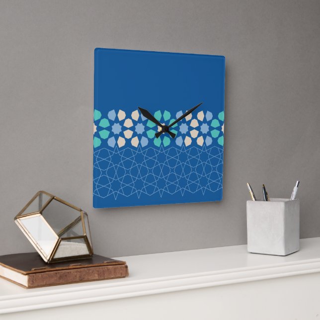 Blau Türkis Ruhe Quadratische Wanduhr (Büro)