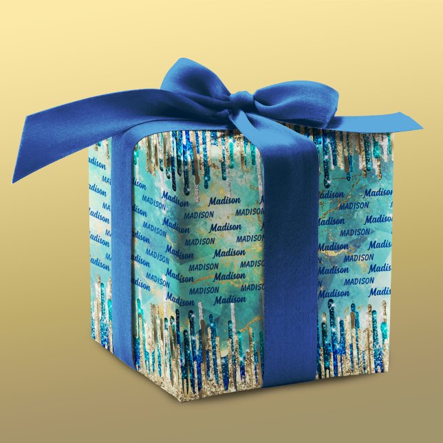 Blau, Türkis und Gold Geschenkpapier Set (Von Creator hochgeladen)