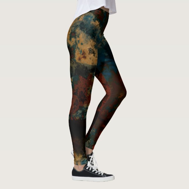 Blau, Türkis und Marmor Abstrakt Leggings (Rechts)