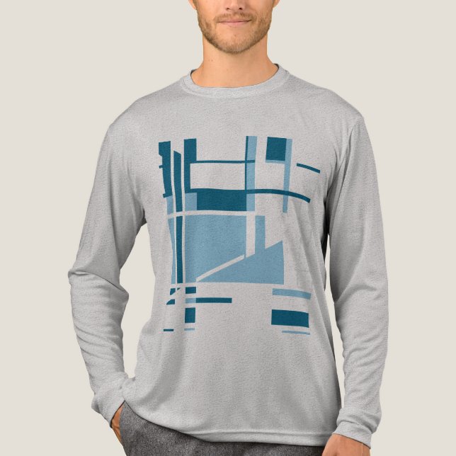 Blau Türkisblau MCM inspiriert geometrische Abstra Tri-Blend Shirt (Vorderseite)