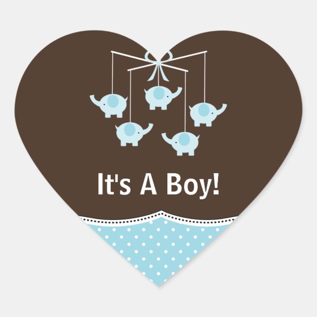 Blau u. Brown-Elefant-Mobile danken Ihnen Herz-Aufkleber (Vorderseite)